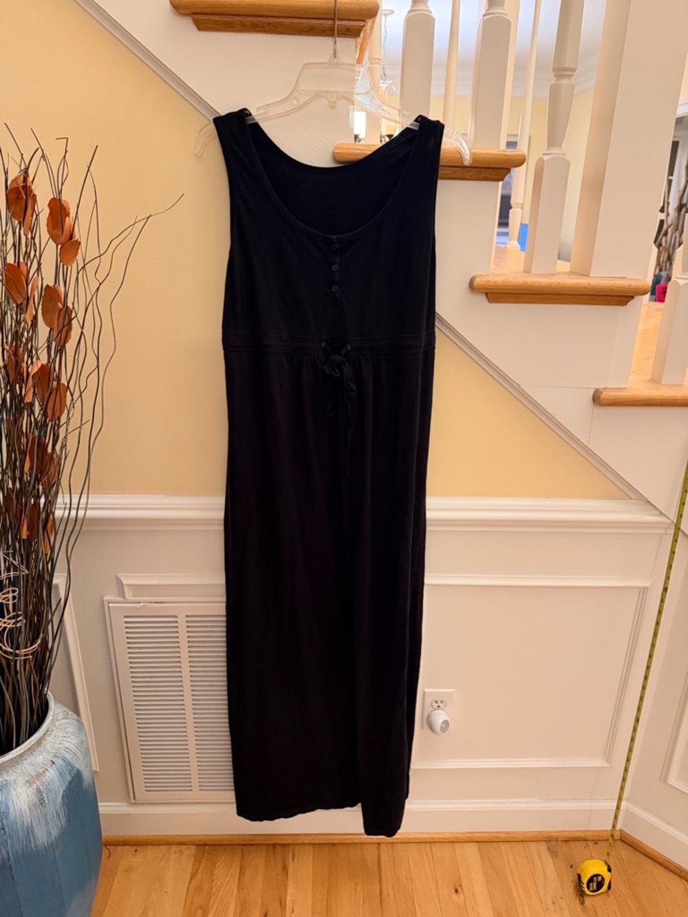 Ladies Size Large Black Sleeveless Maxi Dress with Drawstring Waist SEXY GUC ❤️